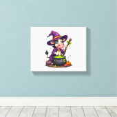 Witch Koe Cauldron Brew Canvas Afdruk (Insitu (Houten vloer))