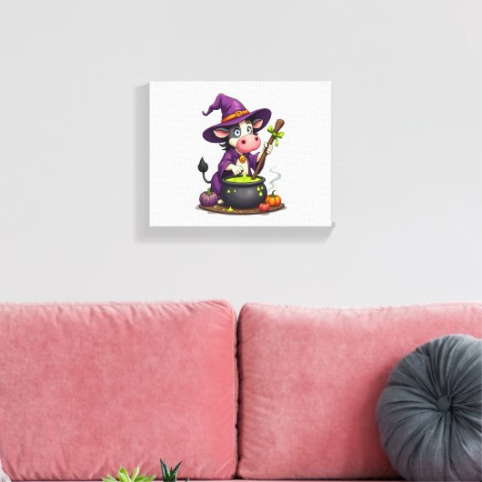 Witch Koe Cauldron Brew Canvas Afdruk (Insitu (Woonkamer))