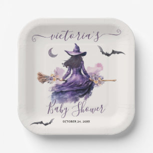 Witch krijgt Hitched Halloween Vrijgezellenfeest Papieren Bordje