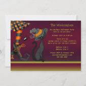 Witch Legs, Cat en Spider Halloween Party Kaart (Achterkant)