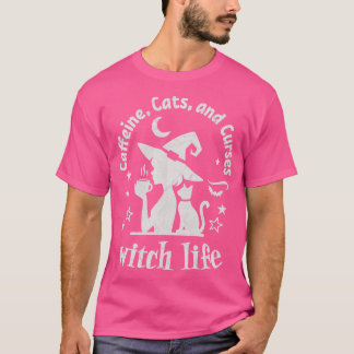 Witch Life Cafeïne Katten en vloeken TShirt 1