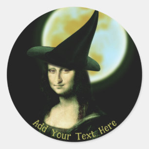 Witch Mona Lisa Halloween Ronde Sticker