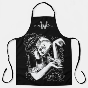 Witch Monogram Black All-Over Print Apron Schort