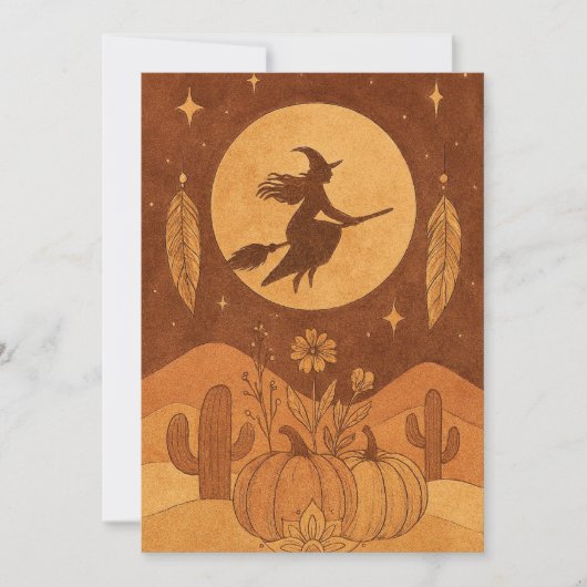 Witch Moon Halloween Boho Invitation (Devant)