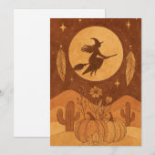 Witch Moon Halloween Boho Invitation (Devant / Derrière)