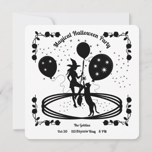 Witch n'Willow Cat Halloween Party Invitation (Dos)