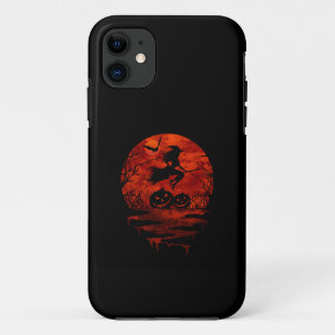 WITCH ON BROOM RED MOON iPhone 11 HOESJE