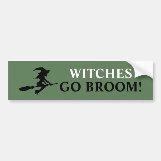 Witch On Broomstick Bumper Sticker (Devant)