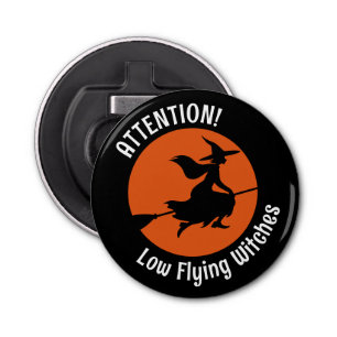 Witch op Broom Button Flesopener