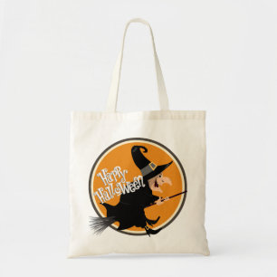 Witch op Broom Halloween Tote Bag