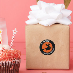 Witch op Broom Ronde Sticker