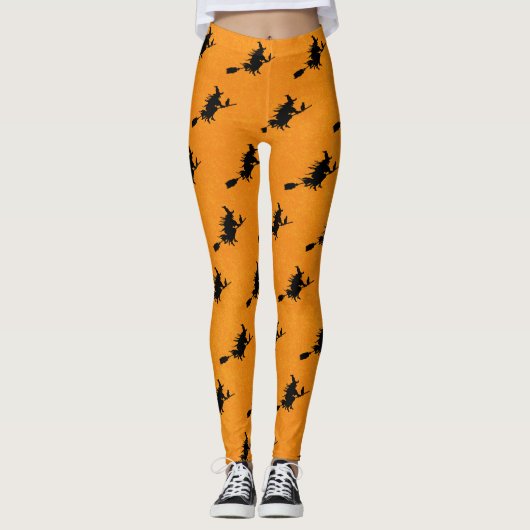 Witch op Broomstick Halloween Leggings (Voorkant)