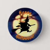 Witch Over Moon Halloween Button (Voorkant)