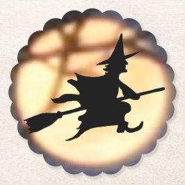 Witch Over Moon Halloween Onderzetters