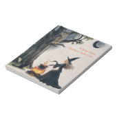 Witch Owl Black Cat Crescent Moon Halloween Theme Notitieblok (Gedraaid)