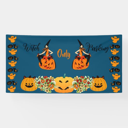 Witch Parking only Halloween Jack O Lantern Spooky Spandoek (Horizontaal)