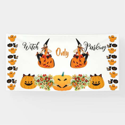 Witch Parking only Halloween Jack O Lantern Spooky Spandoek (Horizontaal)