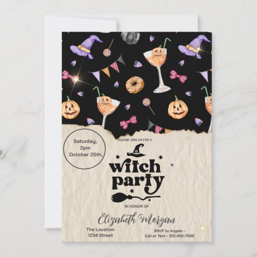Witch Party Halloween Cocktail Invitation (Devant)