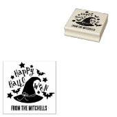 Witch Pet & Bats Happy Halloween Van Rubberstempel (Gestempeld)