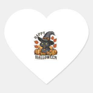 Witch Pet Black Cat Halloween Cat met Witch's Pet Hart Sticker