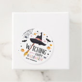 Witch Pet Broom Happy Halloween Spiderweb Spooky Bedankjes Labels (In situ)