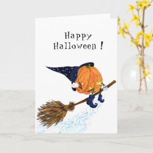 Witch pompoen vliegen grappig halloween Kaart