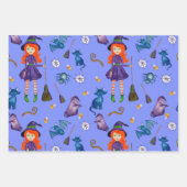 Witch Pumpkin Black Cat Design Perfect Halloween Inpakpapier Vel (Voorkant)