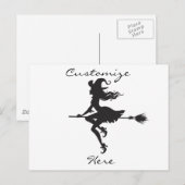 Witch Riding Broom Halloween Thunder_Cove Briefkaart (Voorkant / Achterkant)