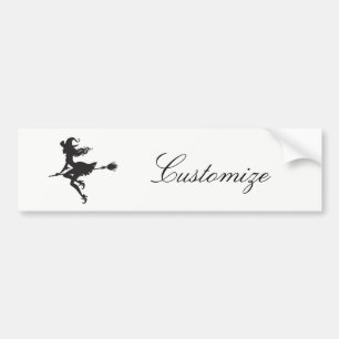 Witch Riding Broom Halloween Thunder_Cove Bumpersticker
