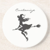 Witch Riding Broom Halloween Thunder_Cove Zandsteen Onderzetter (Voorkant)