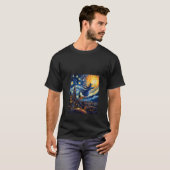 Witch Riding Brooms Halloween Sterrennacht Van Gog T-shirt (Voorkant volledig)