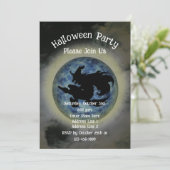 Witch Riding Broomstick Halloween  Kaart (Staand voorkant)