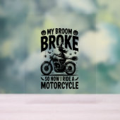 Witch Riding Motorcycle Halloween Acryl Bord (Neutraal)