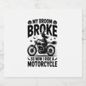 Witch Riding Motorcycle Halloween Sparkling Wijnetiket (Enkel label)