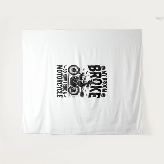 Witch Riding Motorcycle Halloween Wandkleed