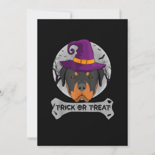 Witch Rottweiler Trick or treat Funny Dog Aankondiging