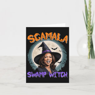 Witch Scamala Harris Anti Kamala Halloween Black P Kaart