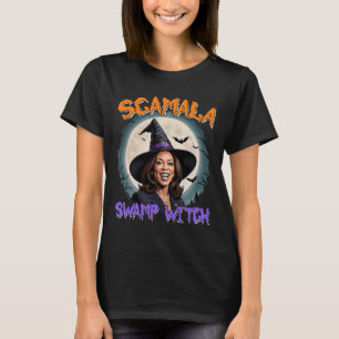 Witch Scamala Harris Anti Kamala Halloween Black P T-shirt