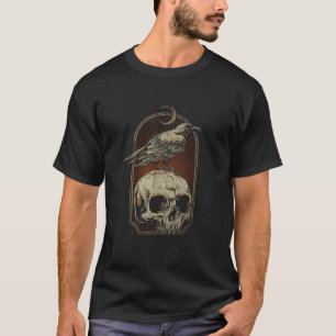 Witch Scary Crow Ghoulish Skull Moon Raven T Shirt