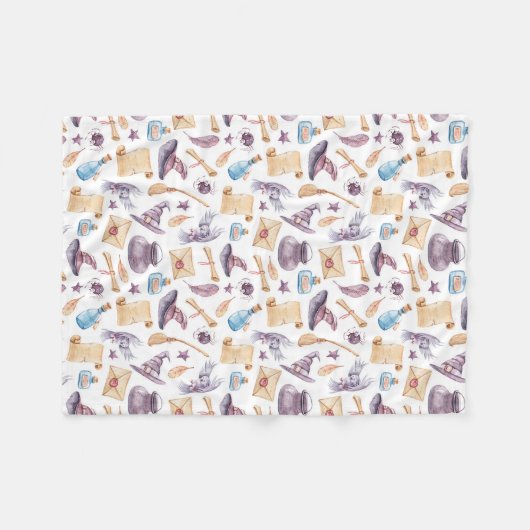 Witch School Kit Waterverf Pattern Fleece Blanket (Voorkant (Horizontaal))