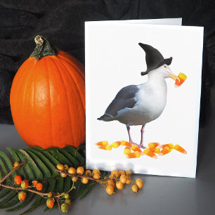 Witch Seagull Halloween Kaart
