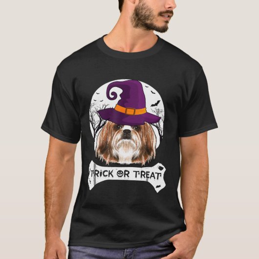 Witch Shih Tzu Trick or treat Dog Halloween Costum T-shirt (Voorkant)