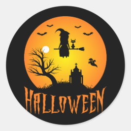 Witch Silhouette Halloween Night Sticker