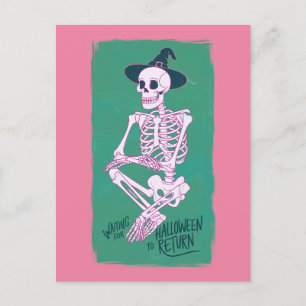 Witch Skeleton Wachten Op Halloween Om Terug Te Ko Briefkaart
