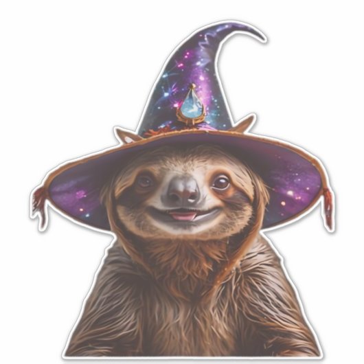Witch Sloth Halloween trick or treat spooky pumpki Sticker (Voorkant)