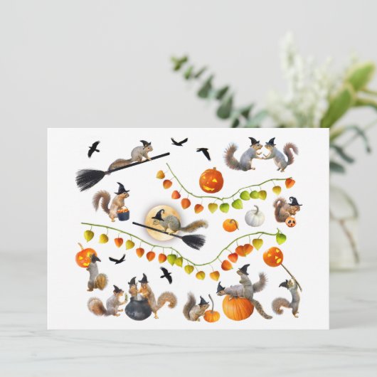 Witch Squirrels Halloween Party Invitation (Debout devant)