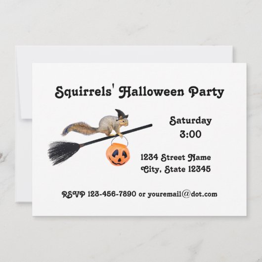 Witch Squirrels Halloween Party Invitation (Dos)