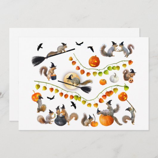 Witch Squirrels Halloween Party Invitation (Devant / Derrière)