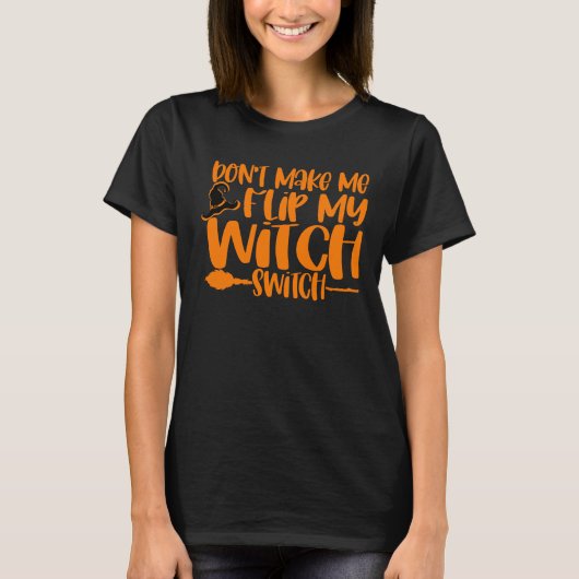 Witch Switch Pet & bezem Halloween katoenen T-shir T-shirt (Voorkant)