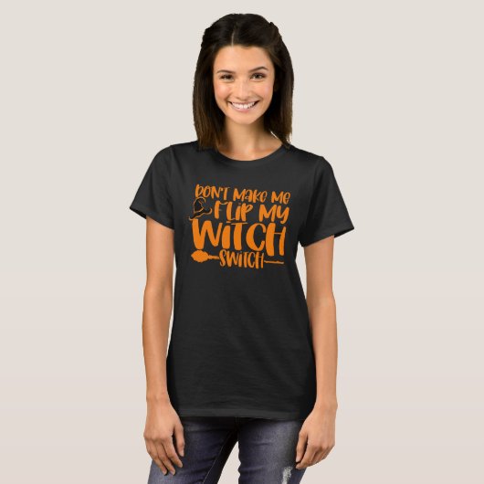 Witch Switch Pet & bezem Halloween katoenen T-shir T-shirt (Voorkant volledig)